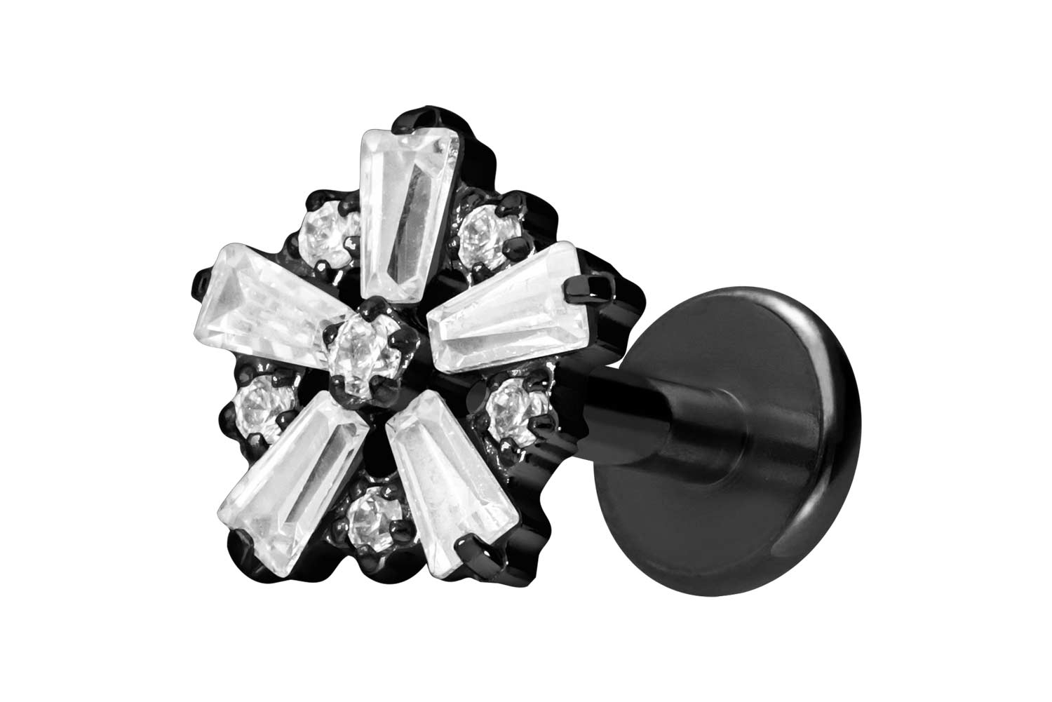 Titan Labret Piercing mit Innengewinde SCHNEEFLOCKE